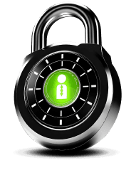 Metallic green combination lock graphic